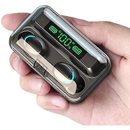 Trådløse ørepropper, Bluetooth trådløse hodetelefoner, 220t spilletid Hi-fi stereolyd, Ipx7 vanntette trådløse ørepropper med mikrofon, LCD digitalt 