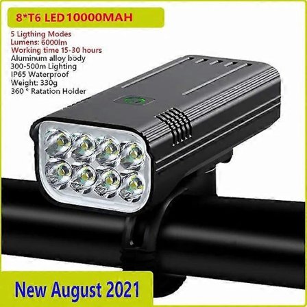 Cykeldele 12 LED 50000LM Ultralys Cykellygte USB Genopladelig LED Cykel Forlygte Vandtæt Cykel 10000mAh Kraftig LED Lommelygte