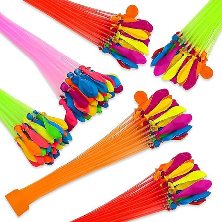 Vandbombe balloner, 6 bundter med 37 vandbomber hver, i alt 222 vandbomber, selvforseglende uden knuder