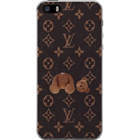 Kompatibelt Mobilskal till Apple Apple iPhone SE (2016) Lyxigt monogrammönster med trasig nalle i mörk modeestetik