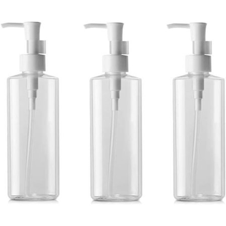 Förpackning med 100 ml tomma, genomskinliga återfyllningsbara pumpflaskor i plast för smink, lotion, schampo, genomskinlig, 1