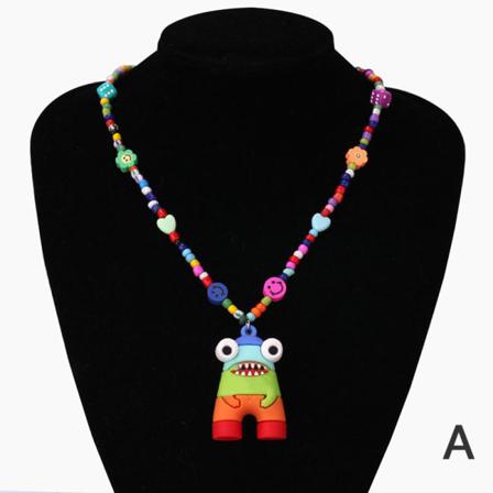 Fashion Colorful Monster Rainbow Hänge Halsband För Kvinnor Par