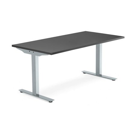 Skrivbord MODULUS, t-stativ, 1600x800 mm, silver, svart