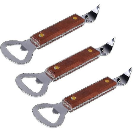 3 stk. Flaskeåpner, Boksåpner, Rustfritt Stål, Ølåpner, Multiåpner, Krukkeåpner