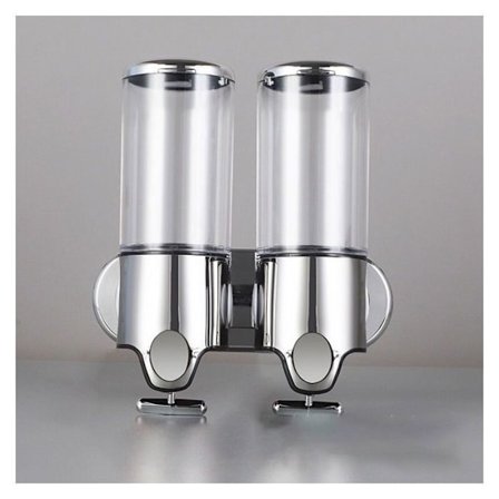 500ML x 2 Veggmontert Såpedispenser Dobbelthode for Flytende Dusjsåpe Sjampo Kjøkken og Bad YYV