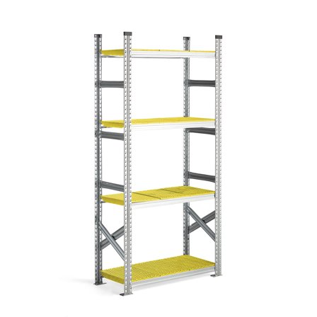 Regalsystem TRANSFORM, Grundmodul, 1972 x 900 x 400 mm, Kunststoff gelb