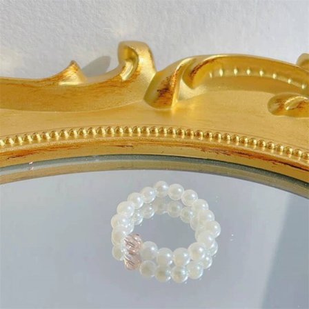 Färgglada Transparent Crystal Resin Akryl pärlor Ringar Kpop Cute Pearl Beads Elastisk rep Ring för kvinnor Tjej Estetiska smycken