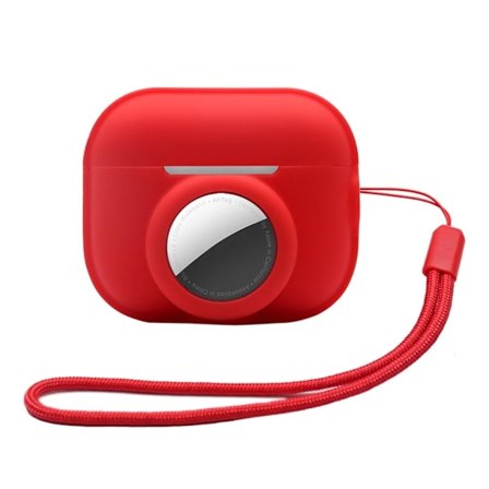 AirPods Pro 2 / AirTags silikonfodral med rem - Röd