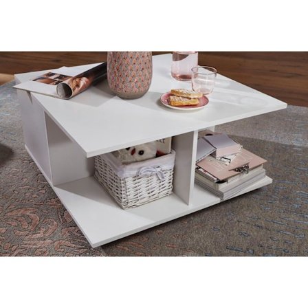 Rootz design soffbord 70x70 cm vitt - Vardagsbord med 2 lådor -