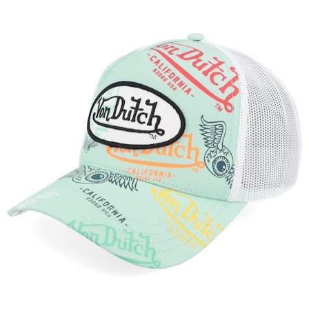 Von Dutch - Verde trucker Gorra - Grafitti White/Turquoise Trucker @ Hatstore