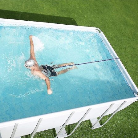 Bælte til svømmetræning i pool - Justerbar modstand til svømmetræning - Pooltæller og bungee-svømmemodstand_MGF