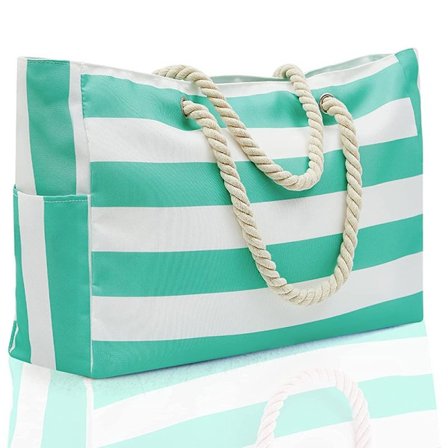 Women's Beach Bag Waterproof Beach Tote Bag with Pocket Women's Gym Bag Ladies Girls Summer Tote Bag Shoulder Bag Shopping Bag