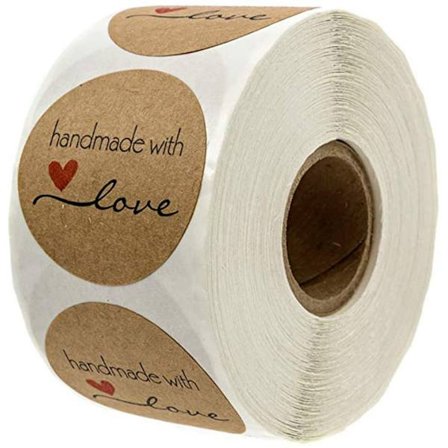 500 stk. 1 rulle tegneserie håndlavet med kærlighed runde bagning klistermærke Se