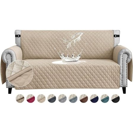 Vattentäta sofföverdrag med armstöd 3-sits Halkfria Förtjockade Inget behov av att tvätta Sofföverdrag med sidofickor för husdjur Hundar Katter, Beige