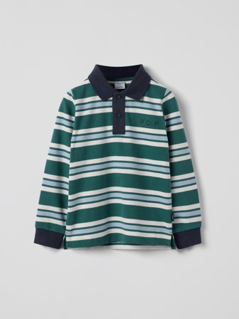 Polarn O. Pyret - Long-sleeved rugby shirt striped - 92 - Childrenswear - green