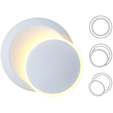 360 asteen pyörivä seinävalaisin, moderni LED-valaistus kotiin, toimistoon, olohuoneeseen, makuuhuoneeseen, eteiseen, perhehuoneeseen, valkoinen 