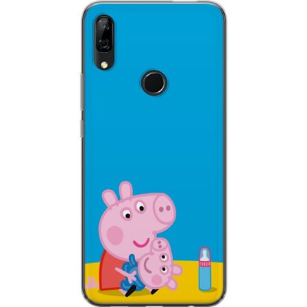Kompatibel Mobilcover til Huawei P Smart Z Peppa Pig elvertema med krone og tryllestav på lyserød baggrund, sødt børnetegning af Greta Gris i even