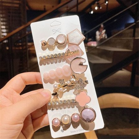 Blandade Hårklämmor Set Pearl Headpiece SET 16 SET 16