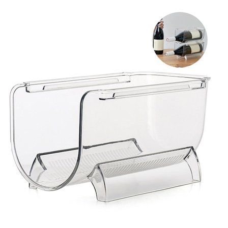 Plastic Storage Boxes, Clear Stackable Bottle Organizer for Refrigerator Organization, Space Saving Water Bottle Holder, High-Quality Structure