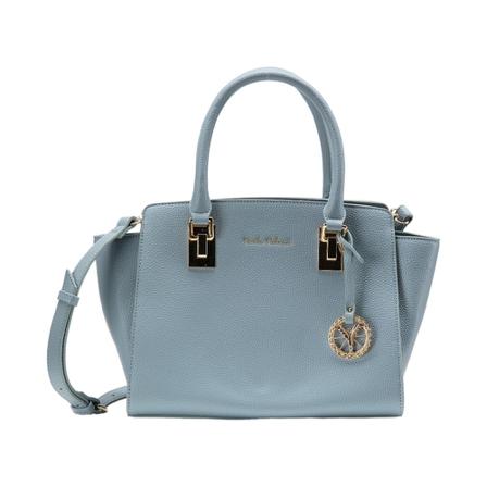 Carlo Colucci, Clean short handle bag with fine grain Blauw, Dames, Maat:ONE Size