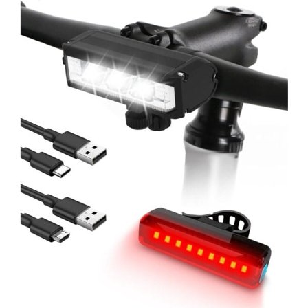 Fram- och baklyse för cykel, uppladdningsbart set, kraftfulla LED-cykellampor för landsväg och mountainbike