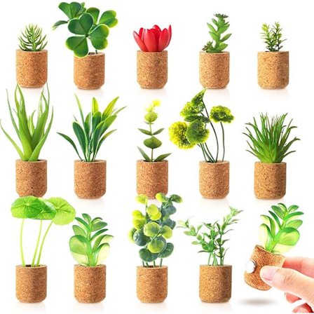 Tekokasvien jääkaappimagneetti - Ruukutettujen mehikasvien jääkaappimagneetti - Söpöt tarrat magneettitauluille Jääkaappi