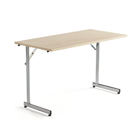 Konferenztisch CLAIRE, klappbar, 1200 x 600 mm, Laminat Birke/Chrom