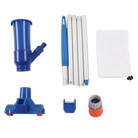 Liten Pool Dammsugare Bärbar Dammsugare för Damm med 5-delad Aluminiumlegeringsstång Nylon Finmaskig Påse för Spa Badtunna Blå US Standard