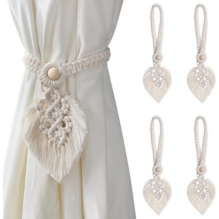 Gardinholdere - 4 stk. - Gardin Tie Back Krok - Gardinsnorer - Gardintrekkbånd - Bånd