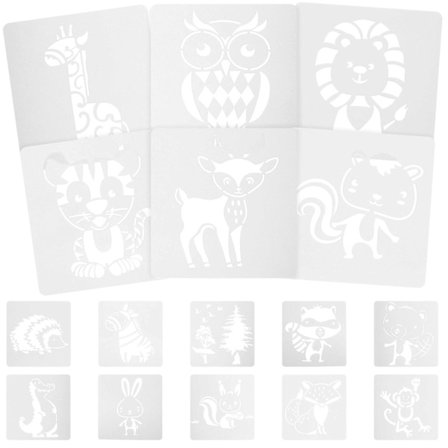 16 stk. malestencil til dyr, tegning af dyr, maling af dyr, skabeloner til børns kreative projekter
