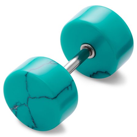 Satago | 8 mm Turquoise & Stainless Steel Faux Plug Stud Earring for Men - Stud earrings