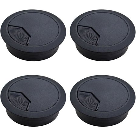 4 stk. kabelgennemføringsdæksel med rundt kabel Ø60mm til forsænket montering på skrivebord kabelorganisator