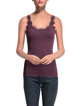 Silk Top W/ Lace T-shirts & Tops Sleeveless Lila Rosemunde