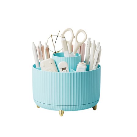 Roterande skrivbordsorganisatör, pennhållare, roterande skrivbordsorganisatör med 5 fack, pennställ för kontor, skola, hem(Endast förvaringslåda)