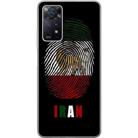 Kompatibelt Mobildeksel til Xiaomi Redmi Note 11 Pro 5G Fingeravtrykkformat som Irans flagg med løvemotiv på svart dramatisk bakgrunn