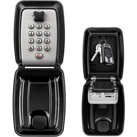 Sikker udendørs nøgleboks, stor vægmonteret nøgleboks med 12-cifret kode, vandtæt og rustfri