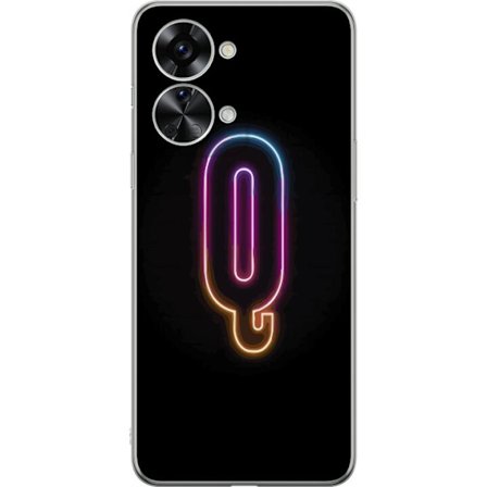 Kompatibelt Mobildeksel til OnePlus OnePlus Nord 2T Minimalistisk neonbokstav Q i skinnende farger mot mørk bakgrunn