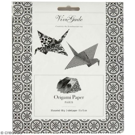 Papir Origami - Creotime - 15 x 15 cm - Hvid - Voksen - Unisex