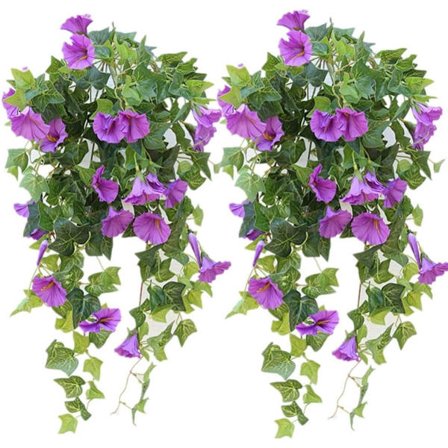 2-pakning med kunstige hengende blomster - klatrende praktvindel (lilla)