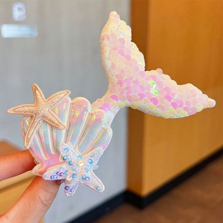 3 STK Havfruehale Hårklemmer Fargerike paljetthårklemmer HVIT