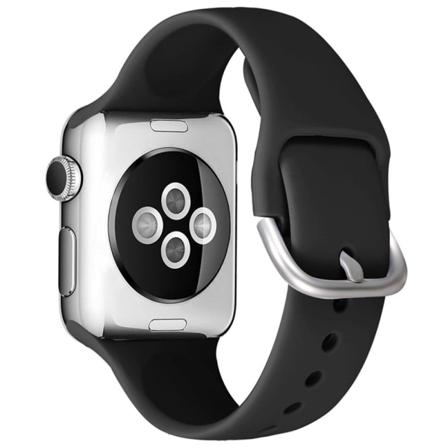 Apple Watch (45mm) silikoninen kellohihna säädettävällä tappisoljella - Musta Black