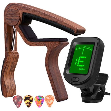 Capo Guitar Capo Rosewood Capo med Guitar Tuner Clip-On Tuner til akustisk