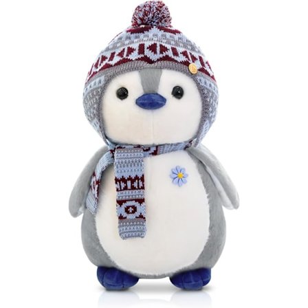 Utstoppet dyr, pingvin, plysj, utstoppet dyr, utstoppet dyr for kos og lek, squishmallow, pingvin, plysj for barn (grå 20 cm)