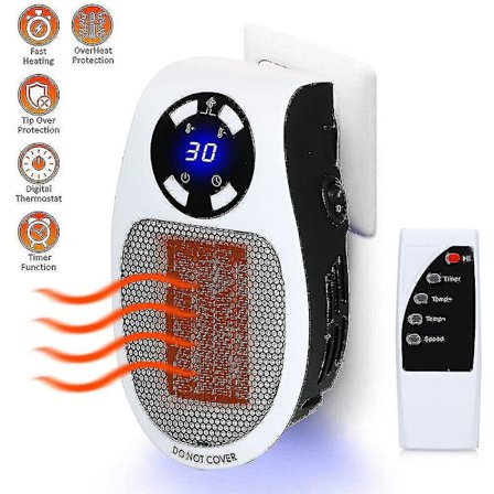 Keramisk Mini Varmeblæser - 400W Bærbar Stikkontakt med Fjernbetjening