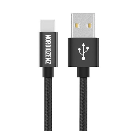 NORDIQZENZ USB-C Tekstilkabel, 20cm, Sort