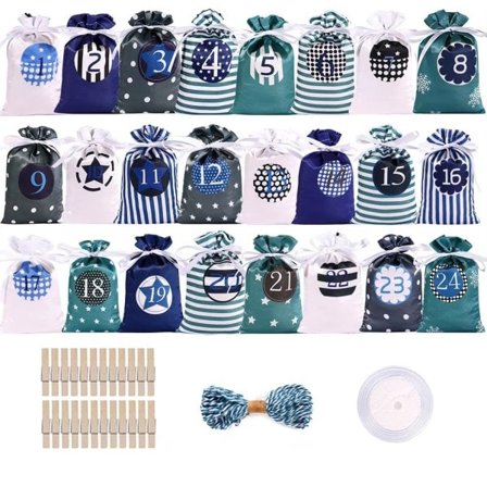 24 stykker jule pynt advent kalender gave poser