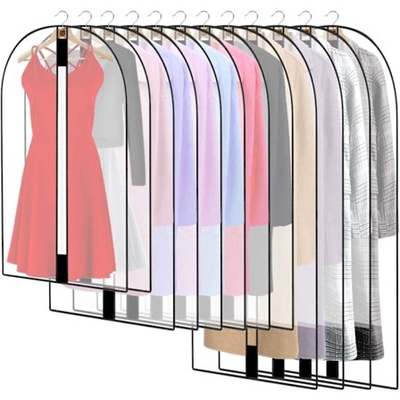 12 st klädskydd [genomskinlig svart kant (blixtlås i mitten) 2 * medium + 6 * stor + 4 * extra stor],