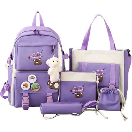 Ryggsäck set 5 delar estetisk ryggsäck för skola tonåring flicka