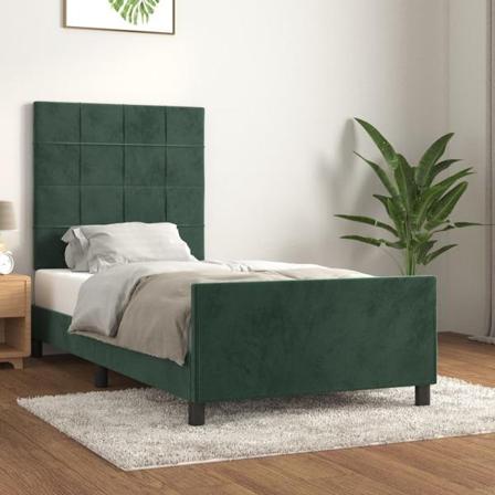 Vidaxl Sängram Med Huvudgavel Mörkgrön 80x200 Cm Sammet Grön