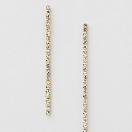 Tennis Drop Studs - 18K GULDPLÄTERAT STERLING SILVER - Safira